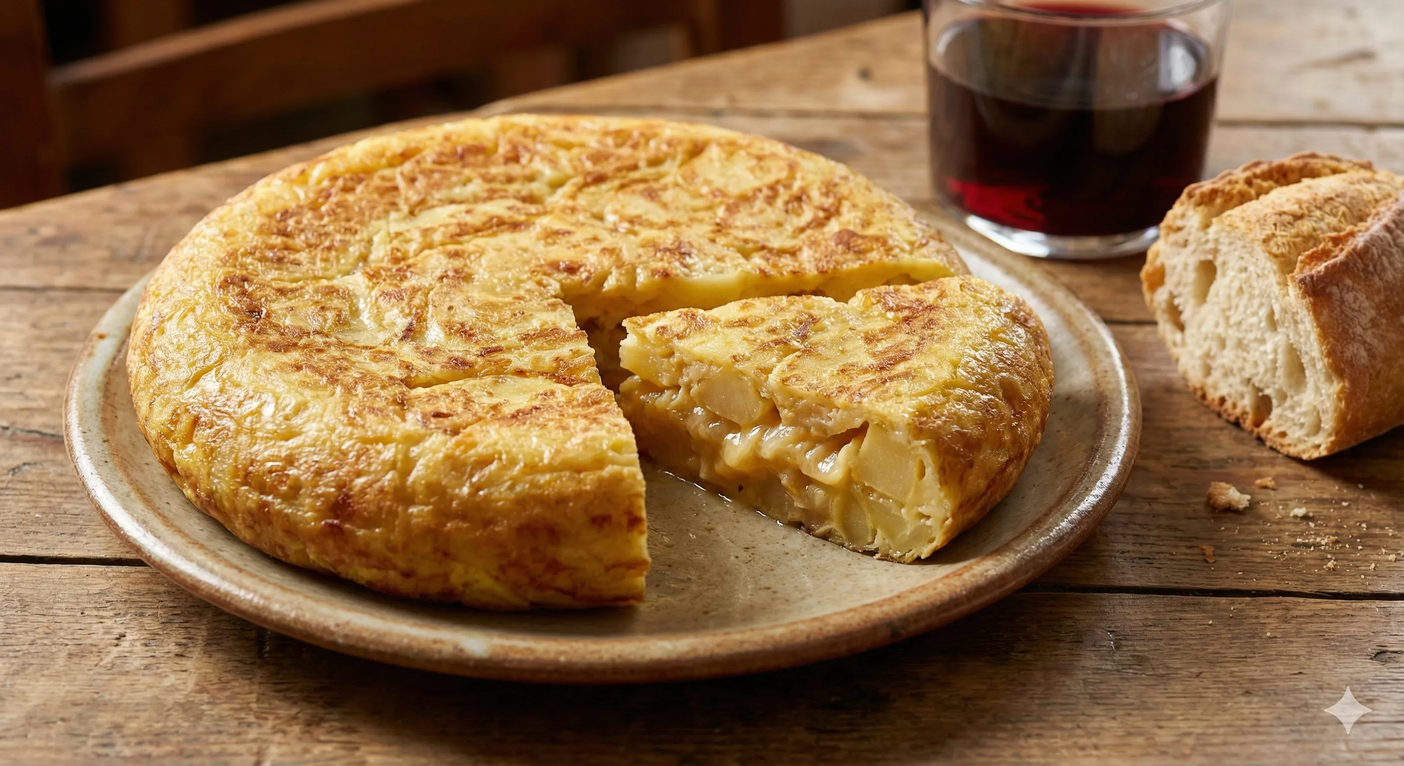Finished and plated dish: Spanish Omelette (Tortilla de Patatas)