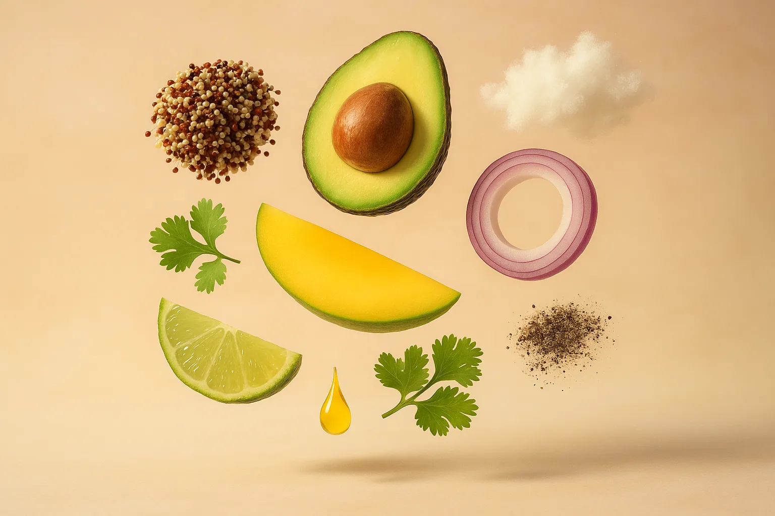 Still life with the fresh ingredients needed for the recipe