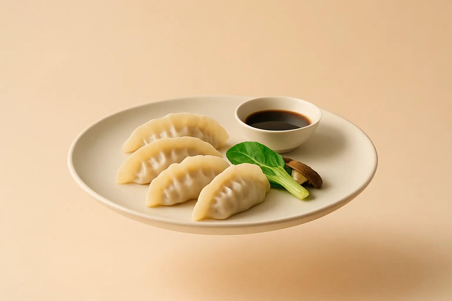 Portada de la receta Gyozas de setas y pak choi al vapor