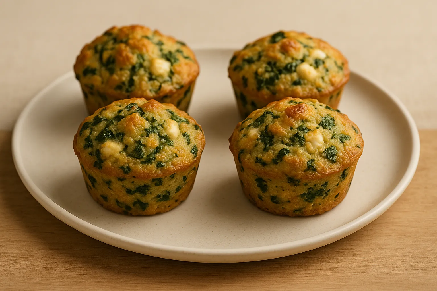 Finished and plated dish: Savory Spinach and Feta Muffins