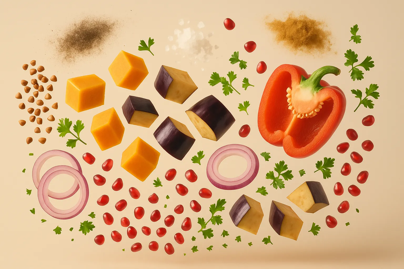 Still life with the fresh ingredients needed for the recipe