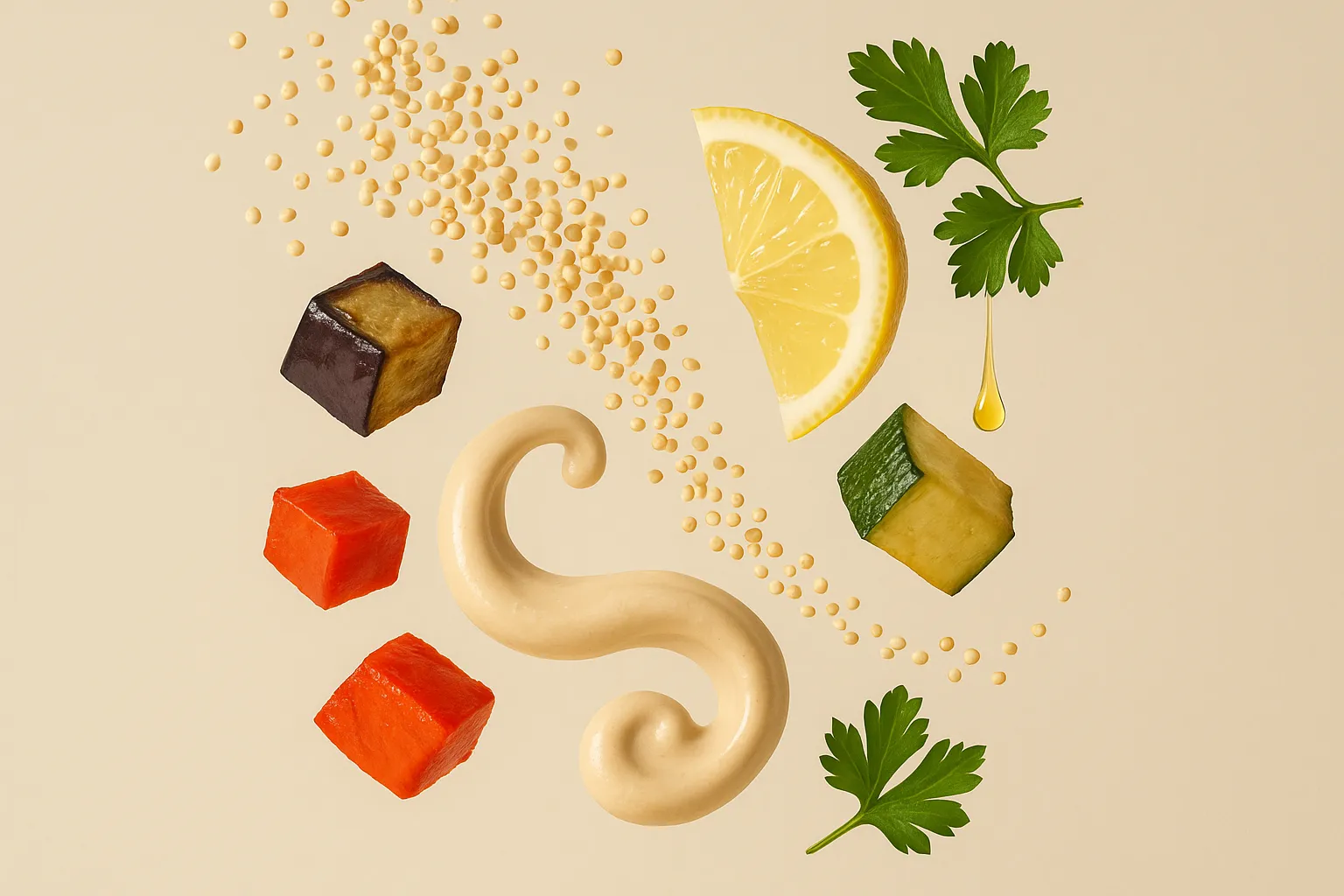 Still life with the fresh ingredients needed for the recipe