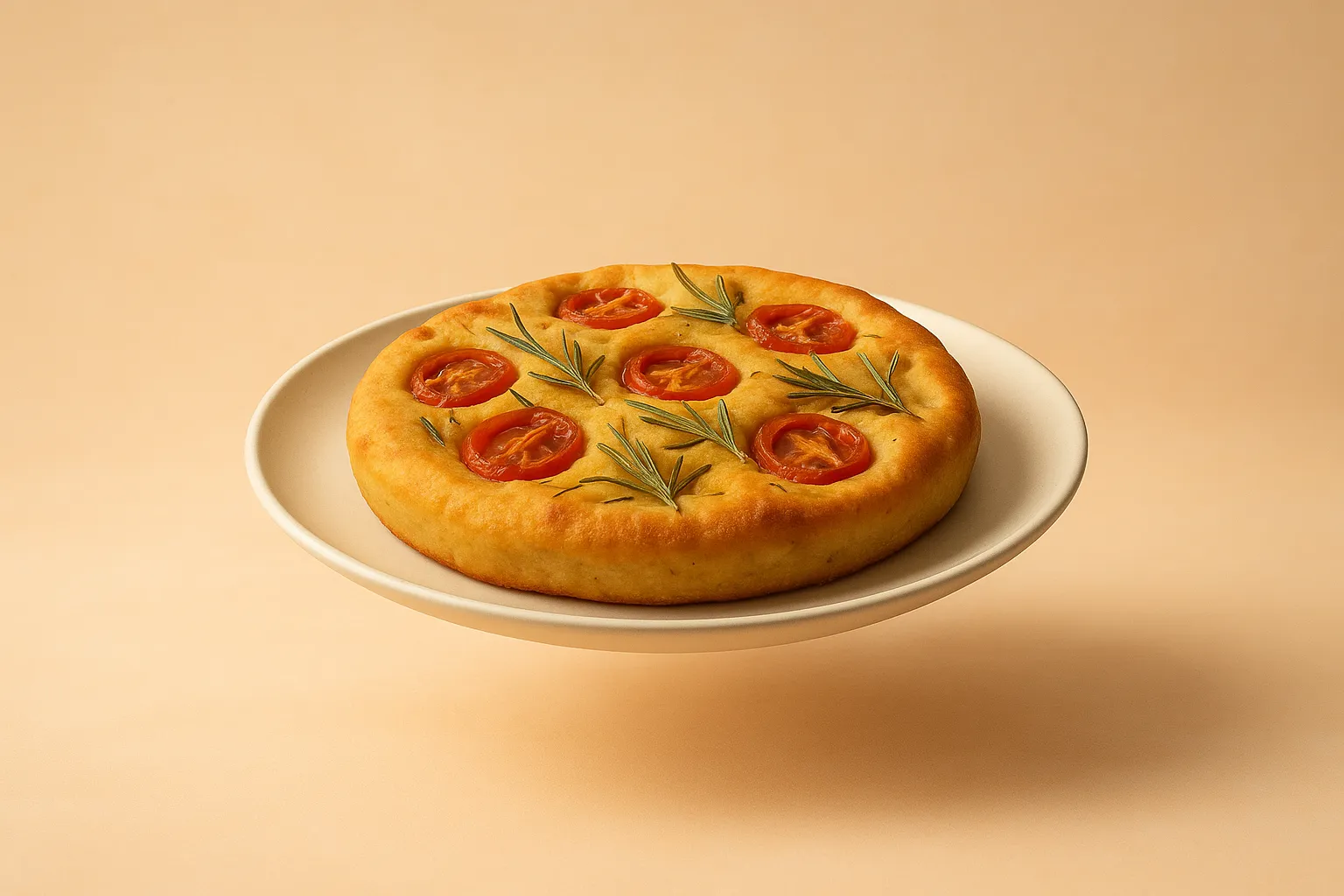 Portada de la receta Focaccia de garbanzo con romero y tomates cherry