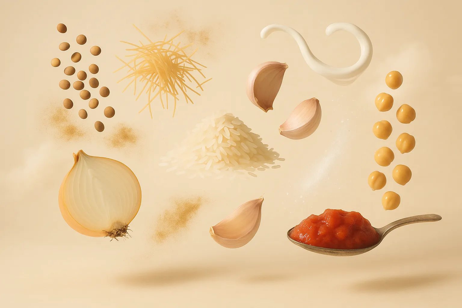 Still life with the fresh ingredients needed for the recipe