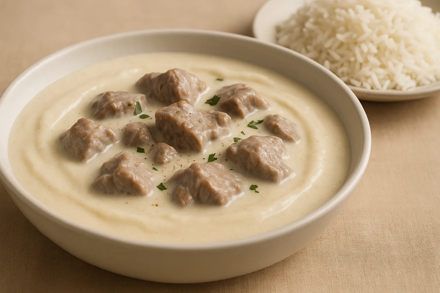 Finished and plated dish: Syrian Lamb Shakriya