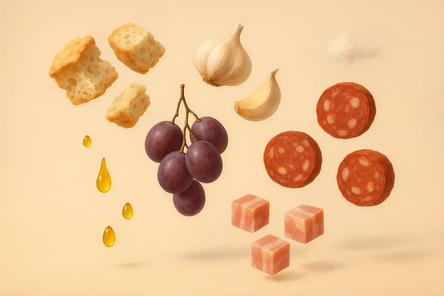 Still life with the fresh ingredients needed for the recipe