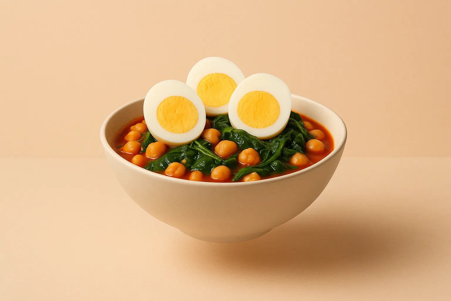 Portada de la receta Garbanzos con espinacas y huevo duro