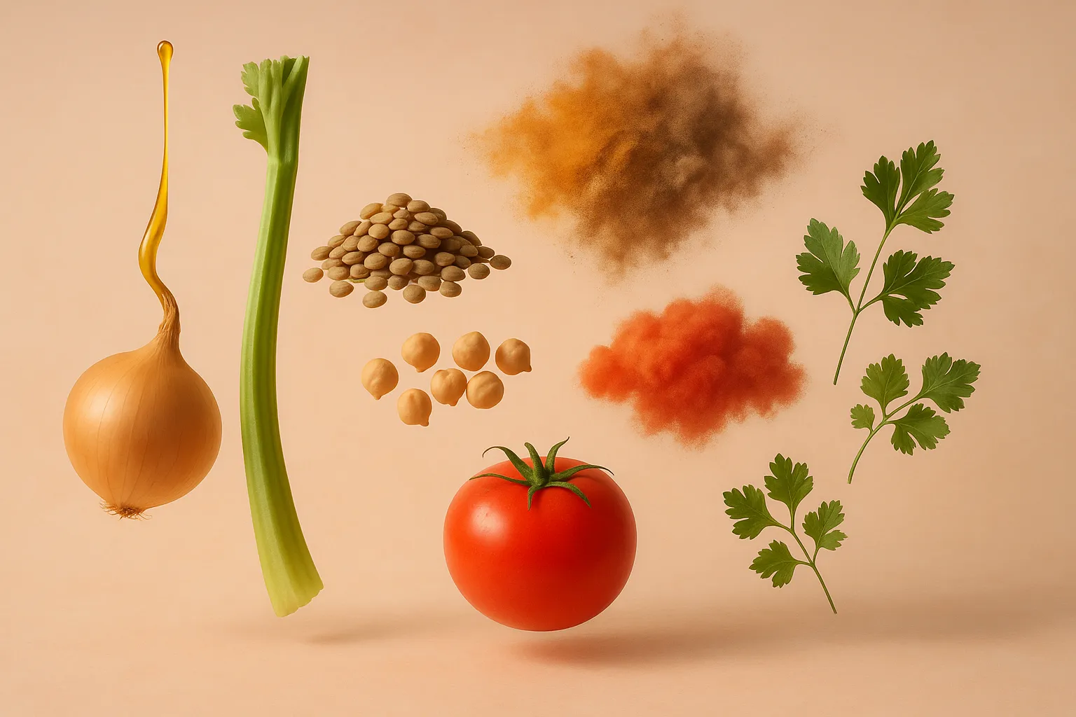 Still life with the fresh ingredients needed for the recipe