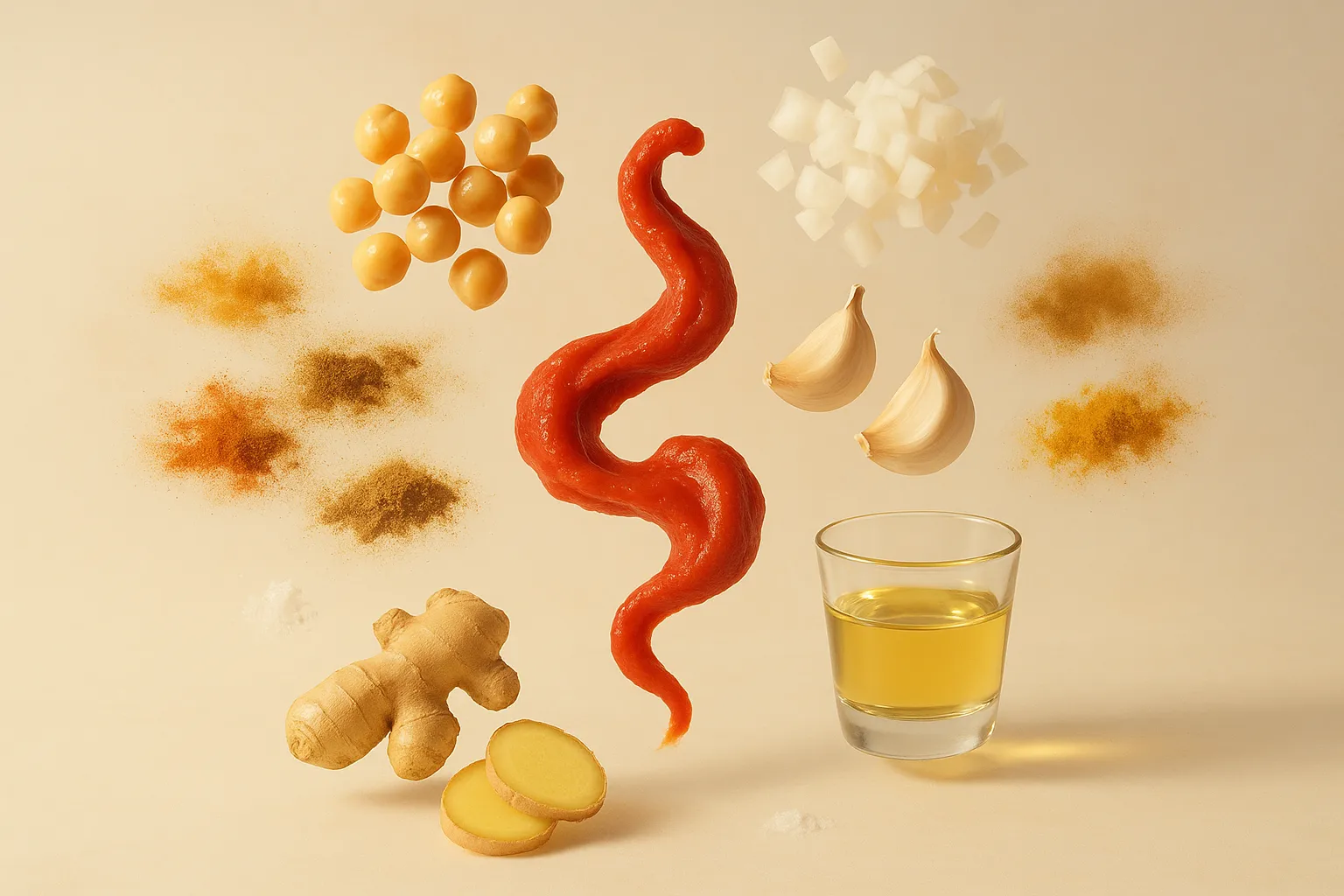 Still life with the fresh ingredients needed for the recipe