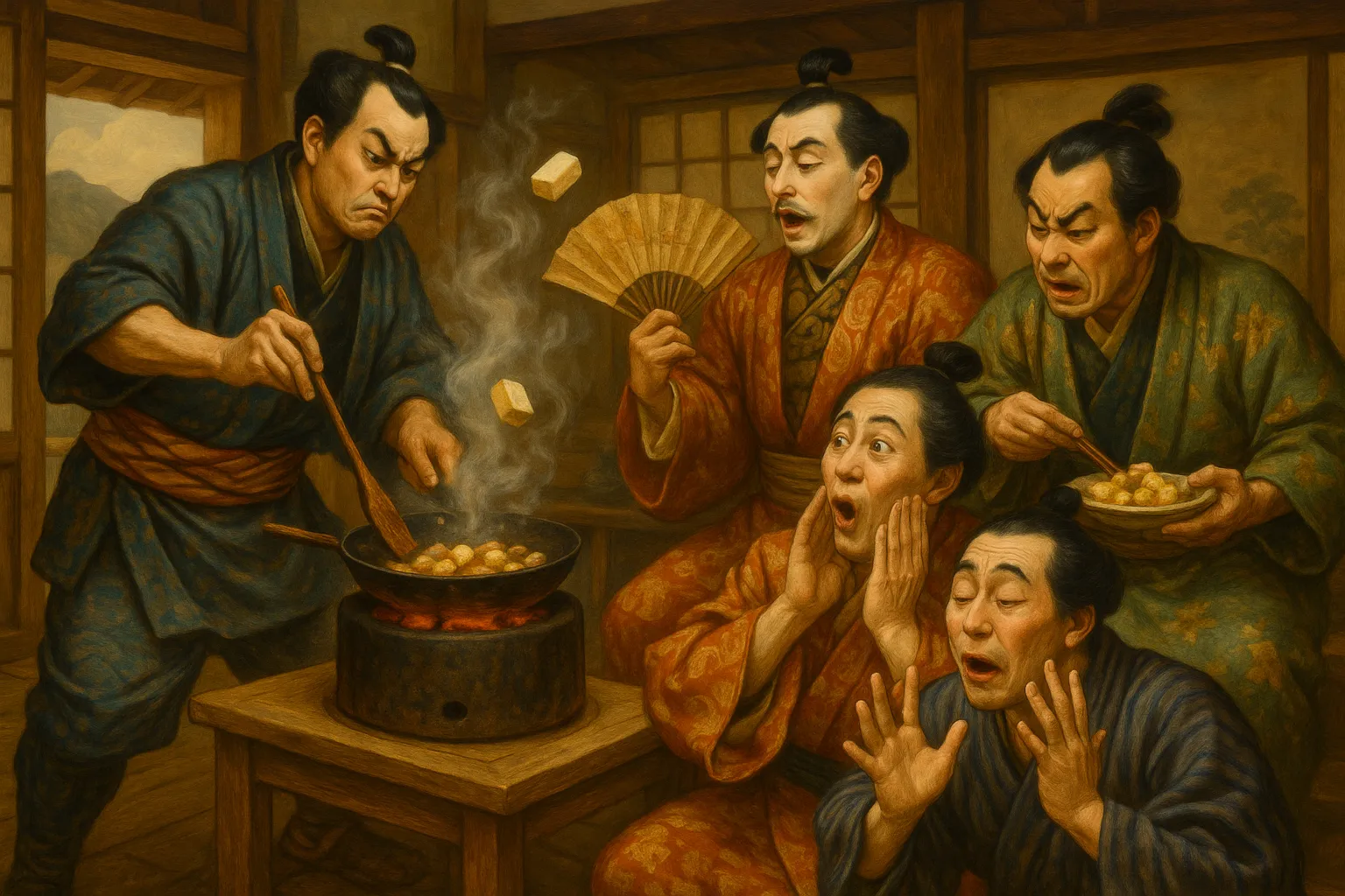 Composición final humorística de Vegan Tofu and vegetable stir-fry with teriyaki sauce con Firm tofu, Carrot, Red bell pepper, Broccoli, Vegetable oil