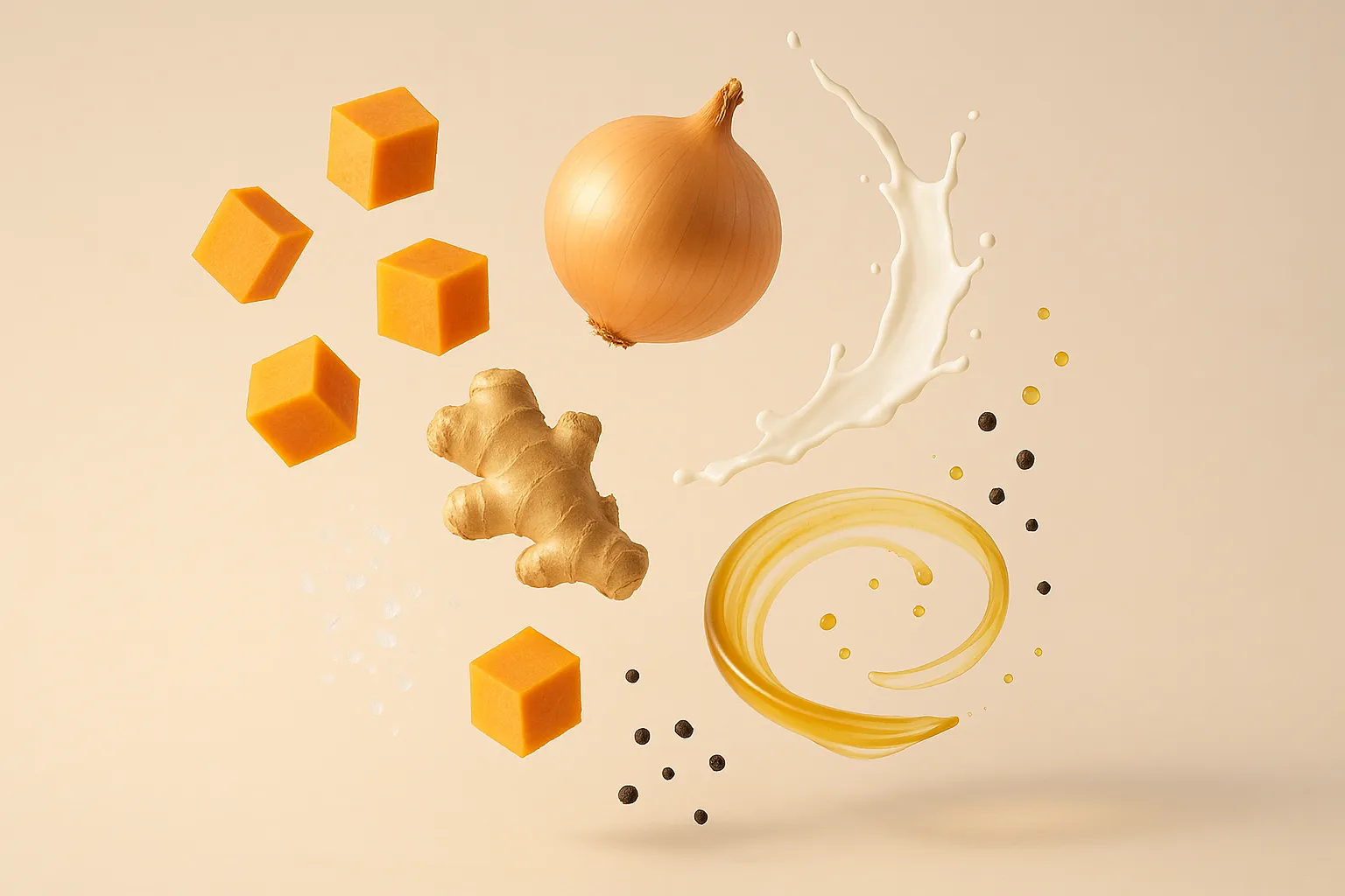 Still life with the fresh ingredients needed for the recipe