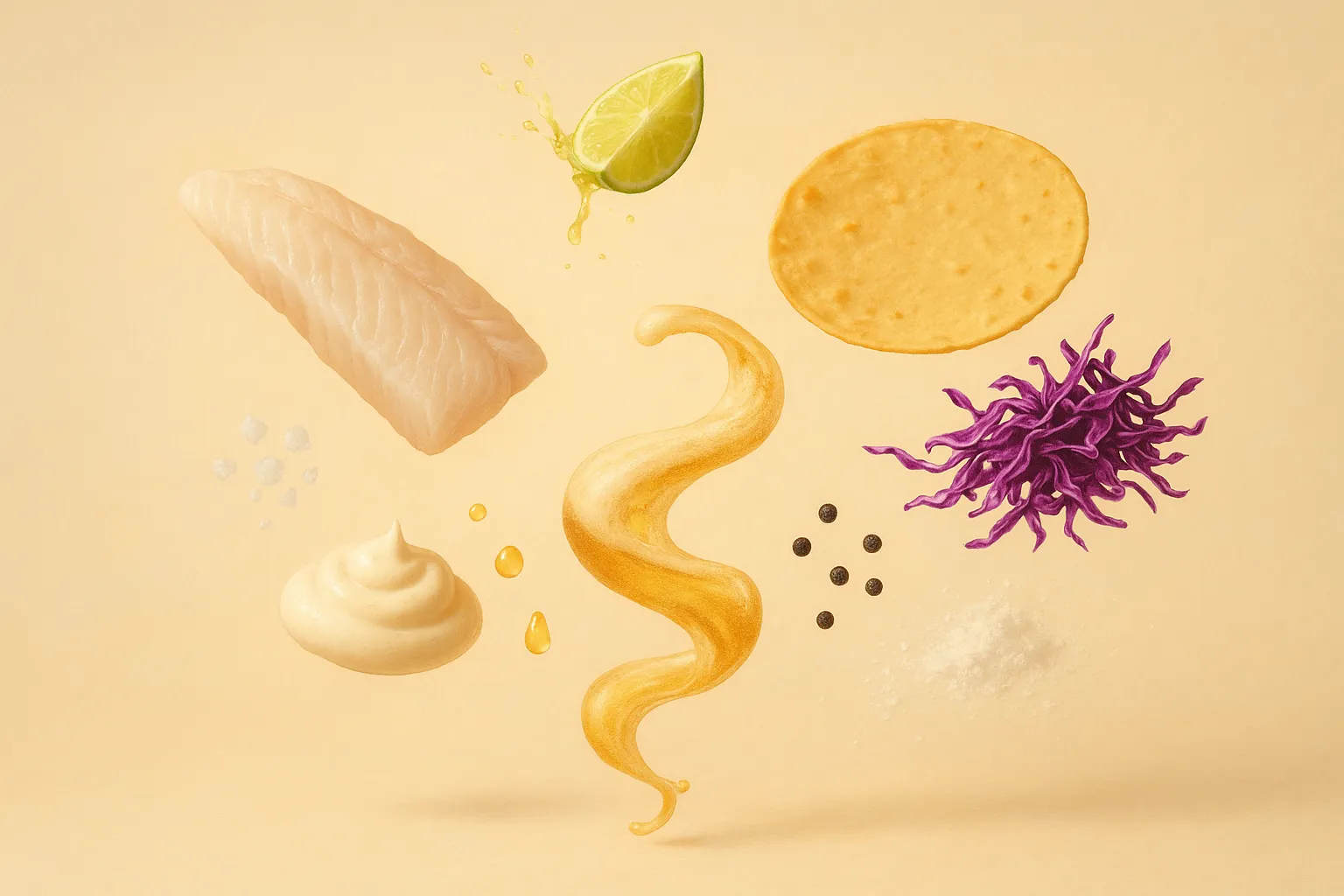 Still life with the fresh ingredients needed for the recipe