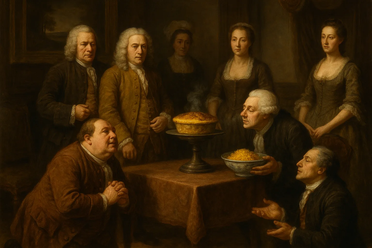 Composición final humorística de South African Bobotie with Yellow Rice con crustless white bread, milk, onion, garlic, fresh ginger