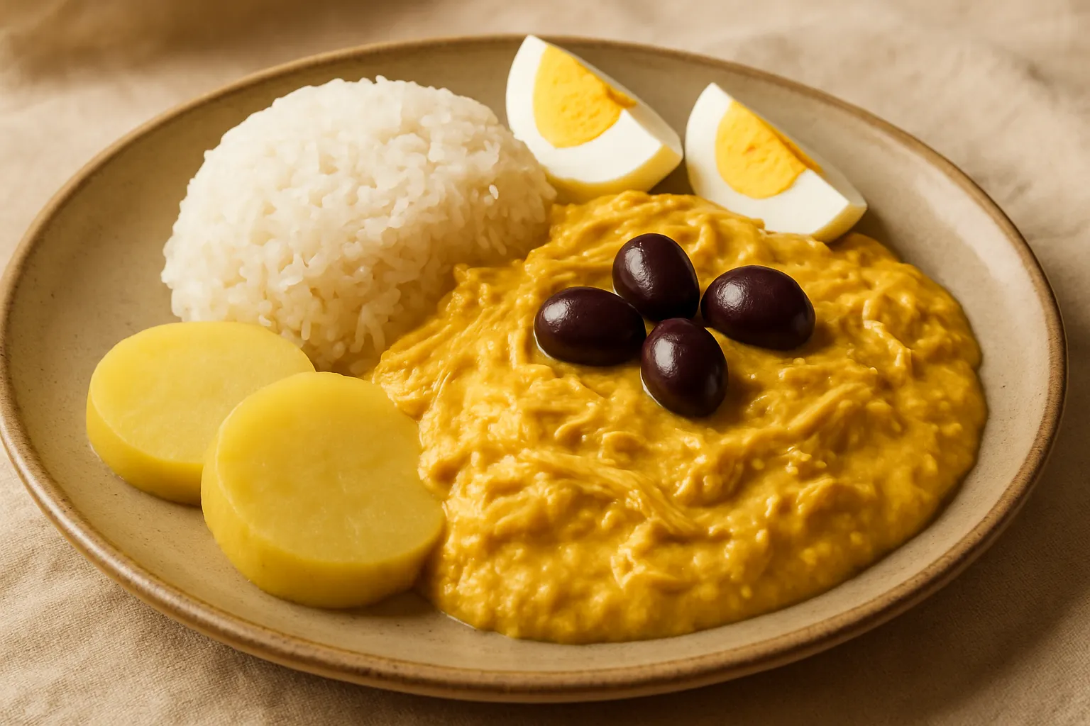 Finished and plated dish: Peruvian Ají de Gallina