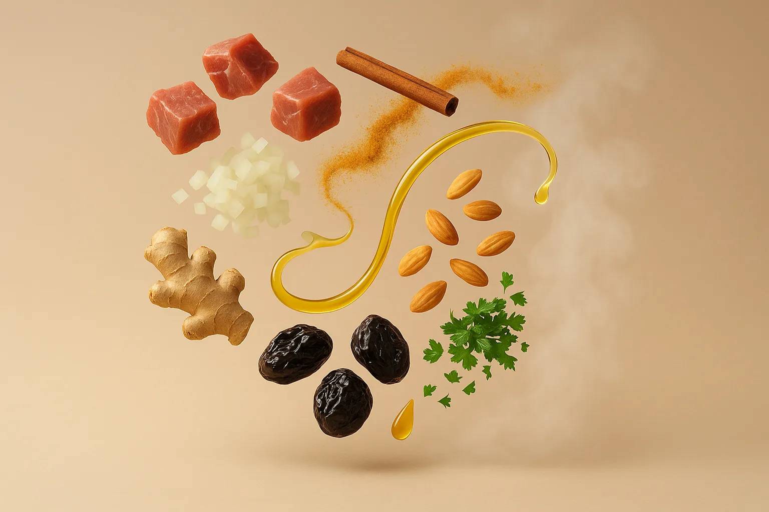 Still life with the fresh ingredients needed for the recipe