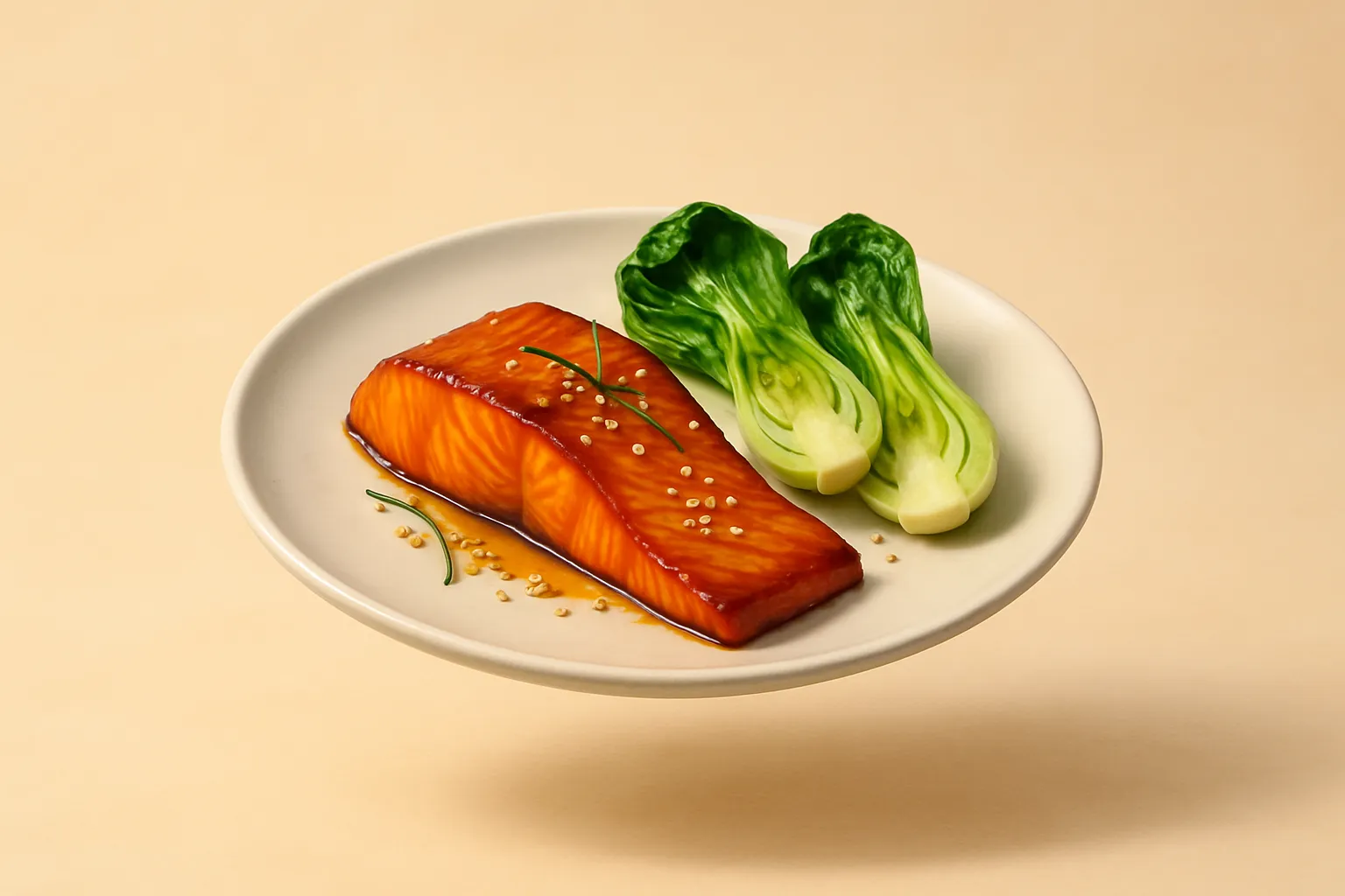 Portada de la receta Salmón teriyaki al air-fryer con bok choy