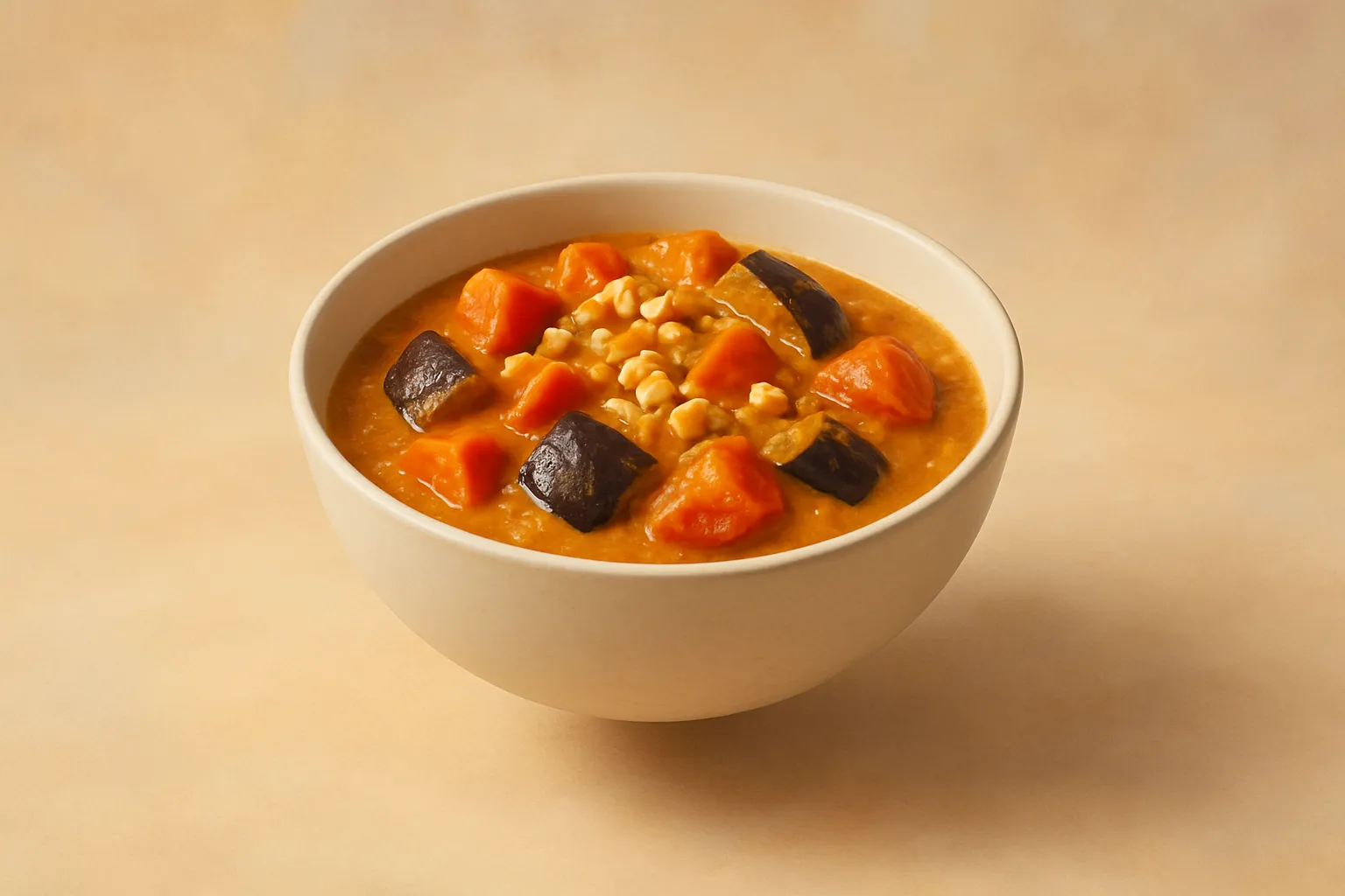 Portada de la receta Mafé de verduras al cacahuete y jengibre