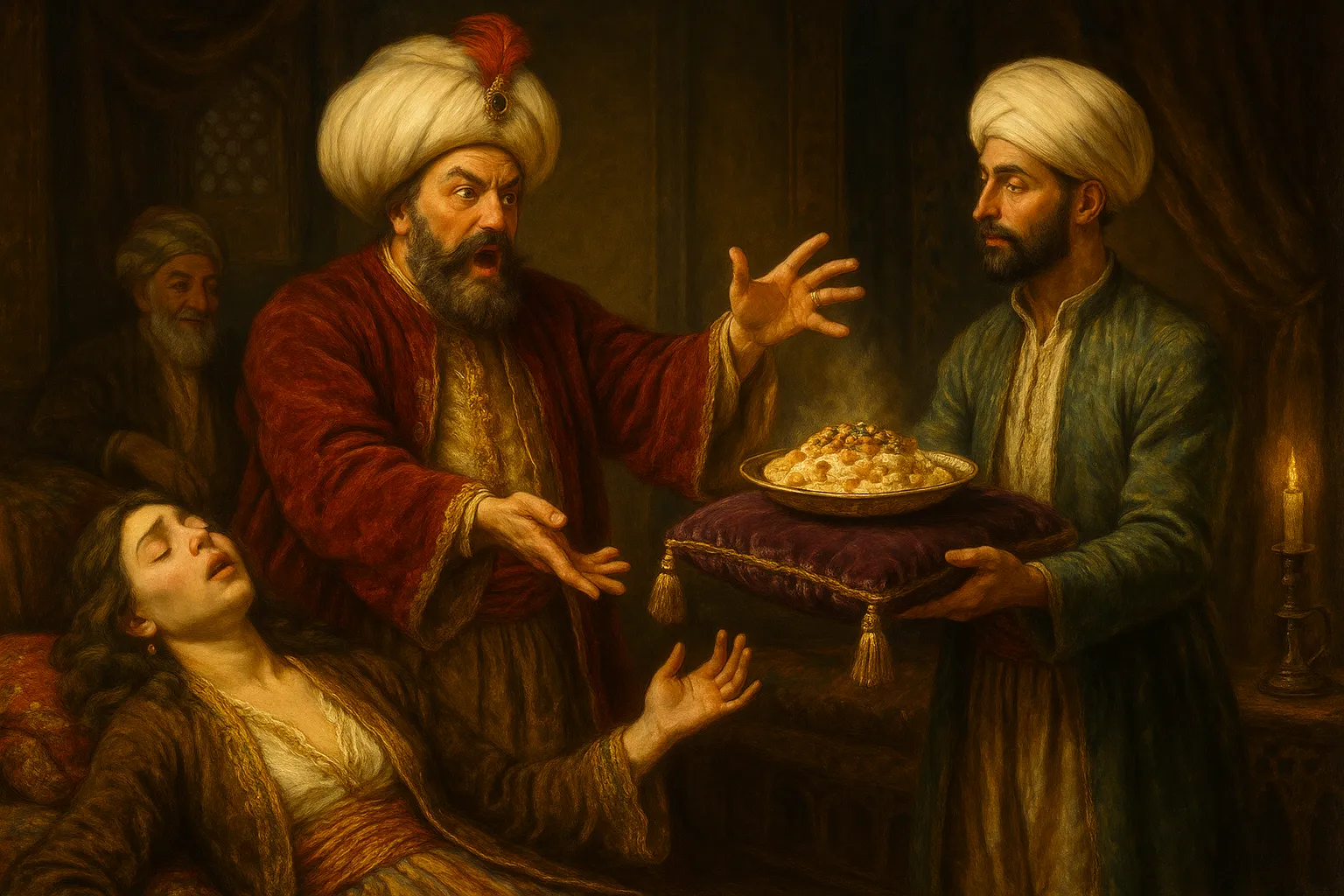 Composición final humorística de Lebanese Baked Chickpea Fatteh con Cooked chickpeas, Pita bread, Natural yogurt, Garlic, Cumin powder