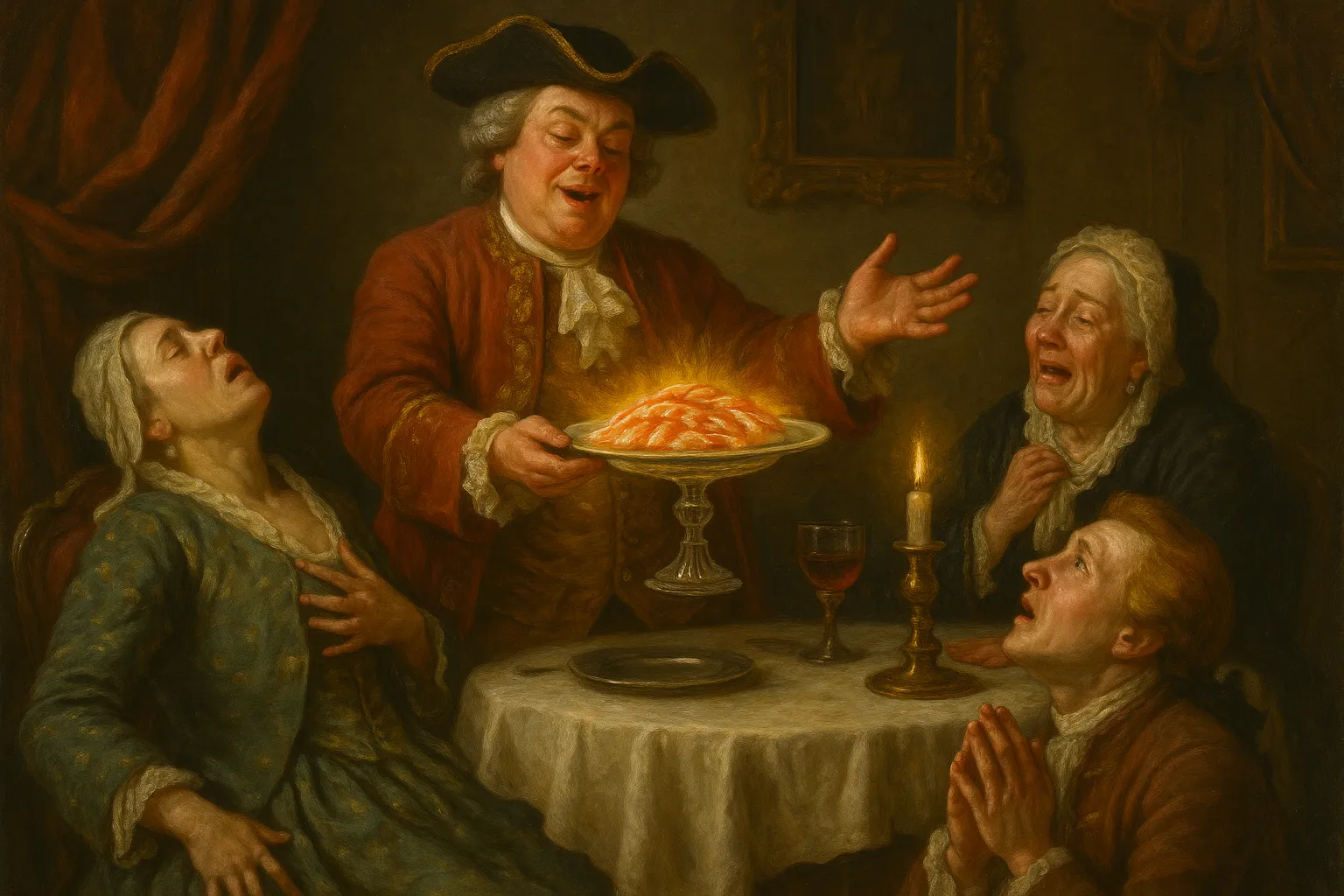 Composición final humorística de Seabass Tiradito with Yellow Chili and Light Tiger's Milk con Sea bass fillet, Lime juice, Fish stock, Celery, Garlic