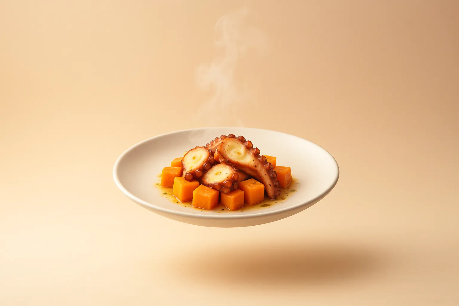 Portada de la receta Ensalada templada de pulpo con patata dulce al humo