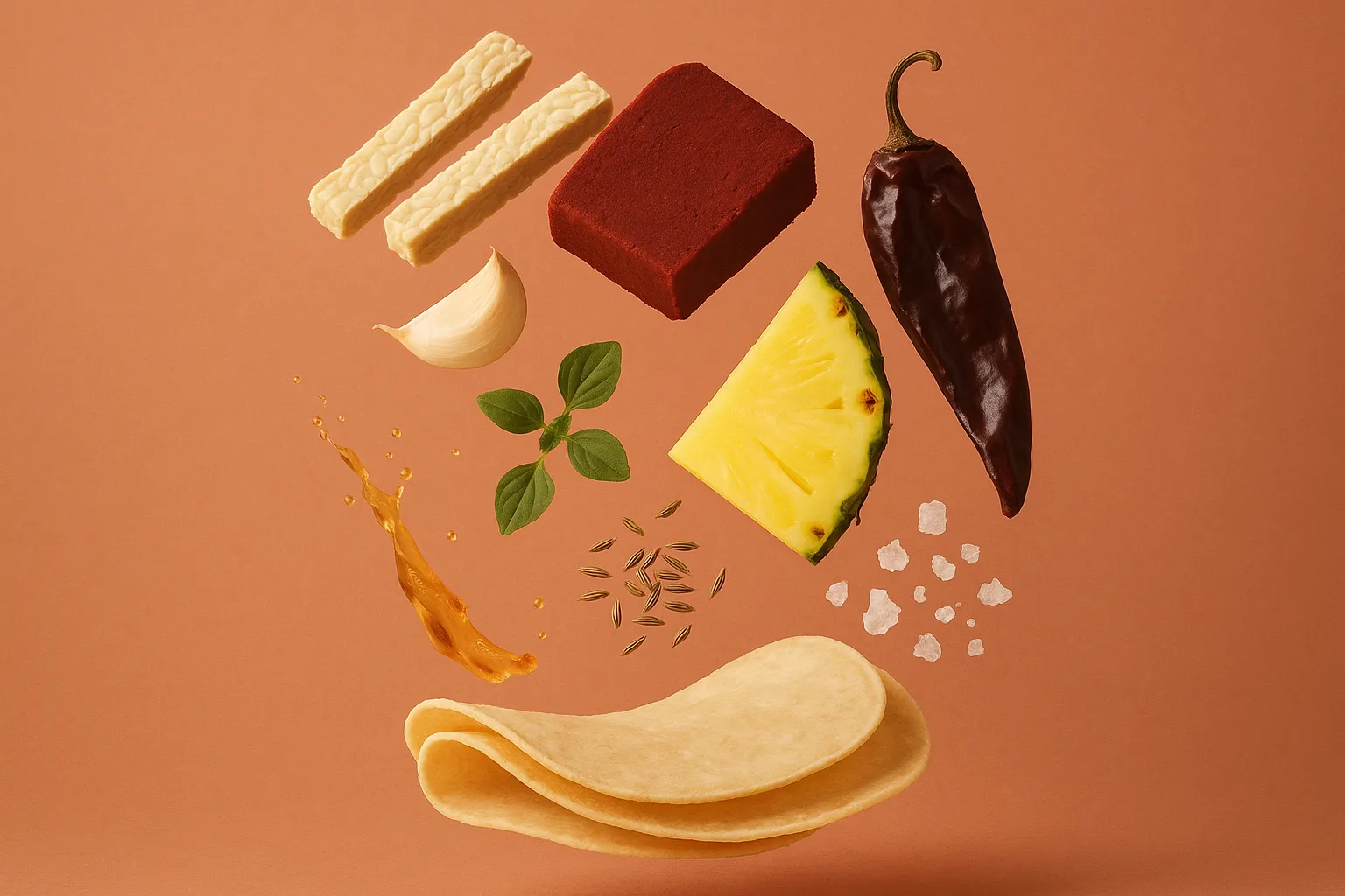 Still life with the fresh ingredients needed for the recipe