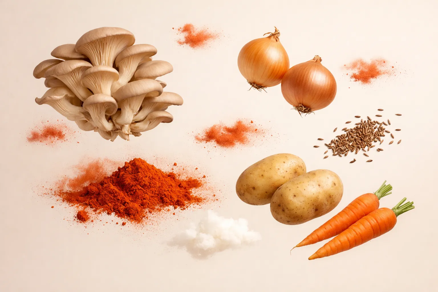 Still life with the fresh ingredients needed for the recipe