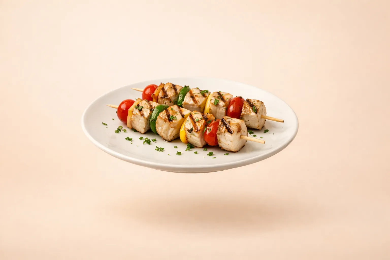 Portada de la receta Brochetas de pez espada con gremolata de menta