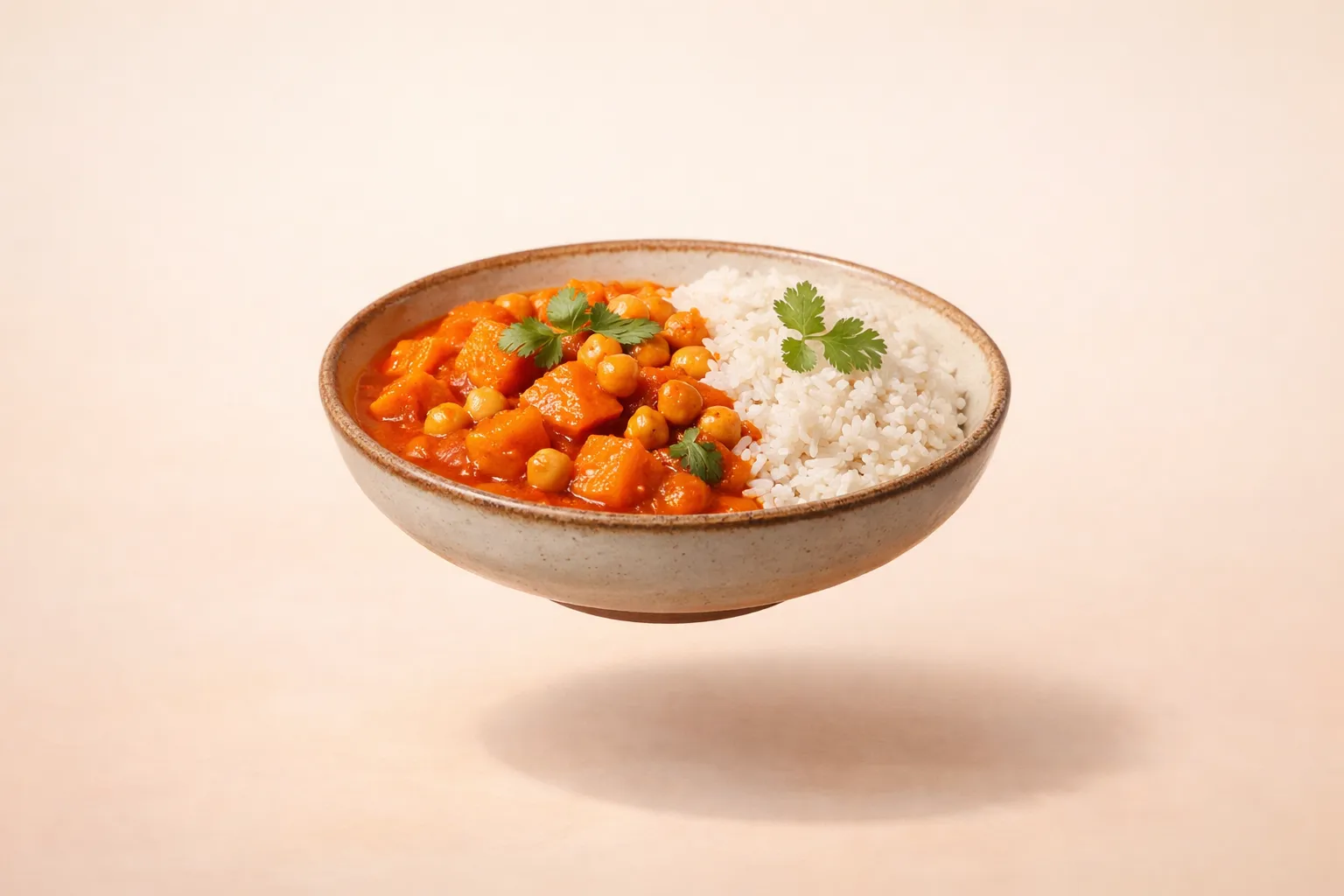 Portada de la receta Curry rojo de calabaza y garbanzos con arroz jazmín