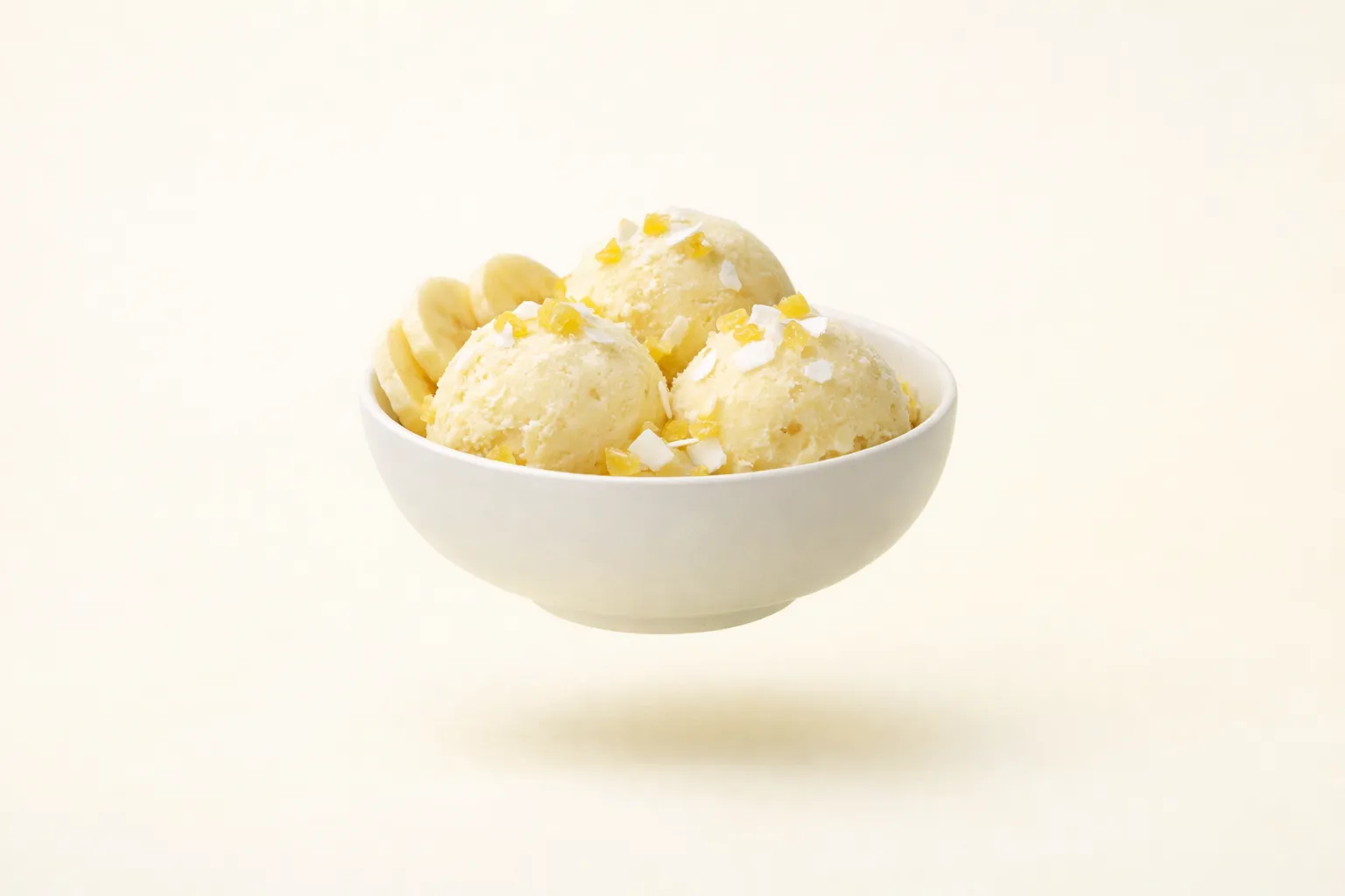 Portada de la receta Helado 'nice-cream' de plátano, anacardo y yuzu