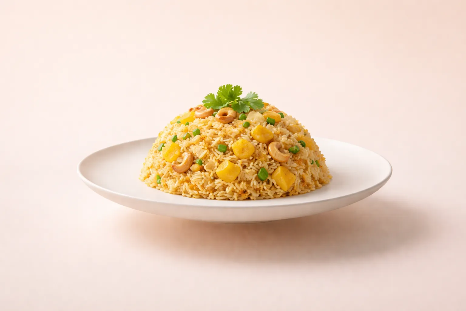 Portada de la receta Arroz frito jazmín con piña y anacardo