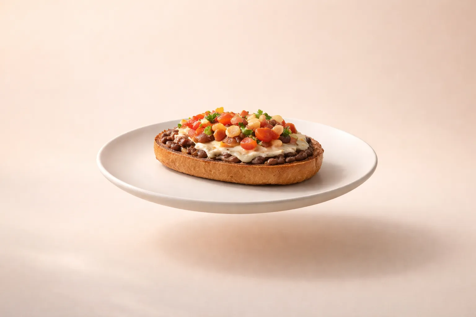 Portada de la receta Molletes integrales de frijol y pico de gallo