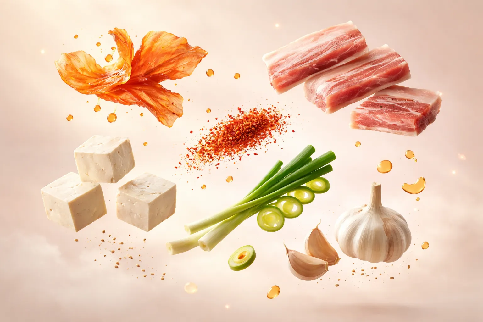 Still life with the fresh ingredients needed for the recipe