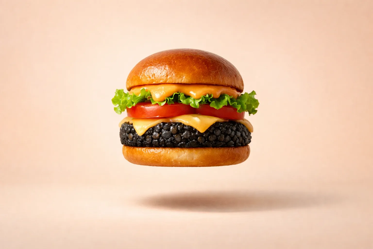 Portada de la receta Burger de lenteja beluga con salsa chipotle