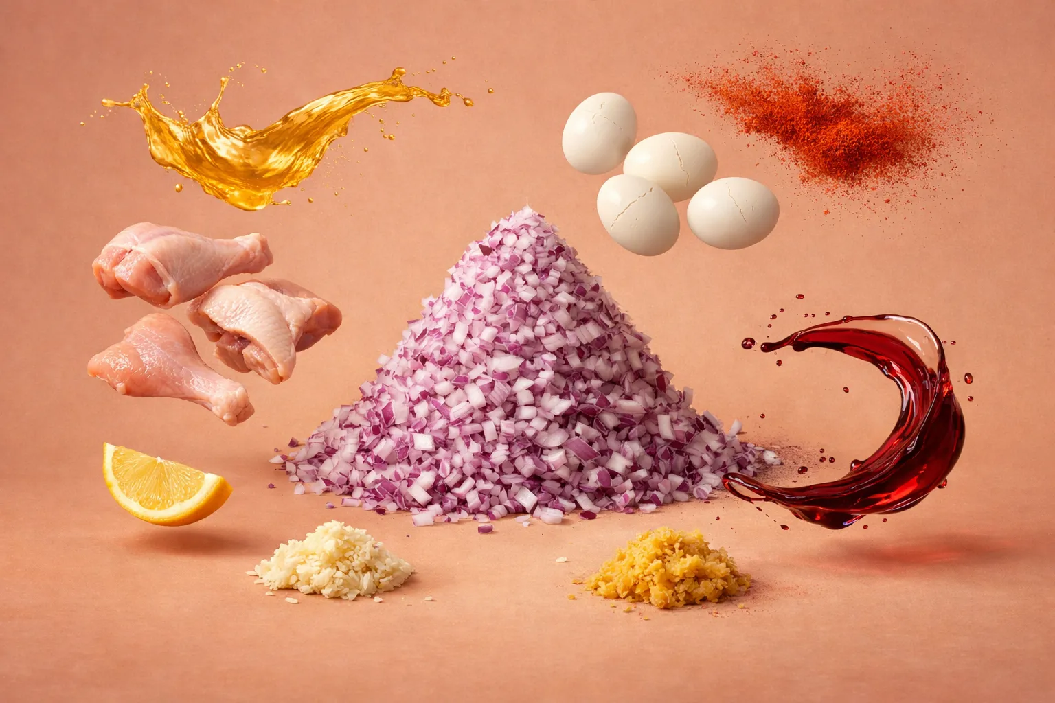 Bodegón con los ingredientes frescos necesarios para la receta