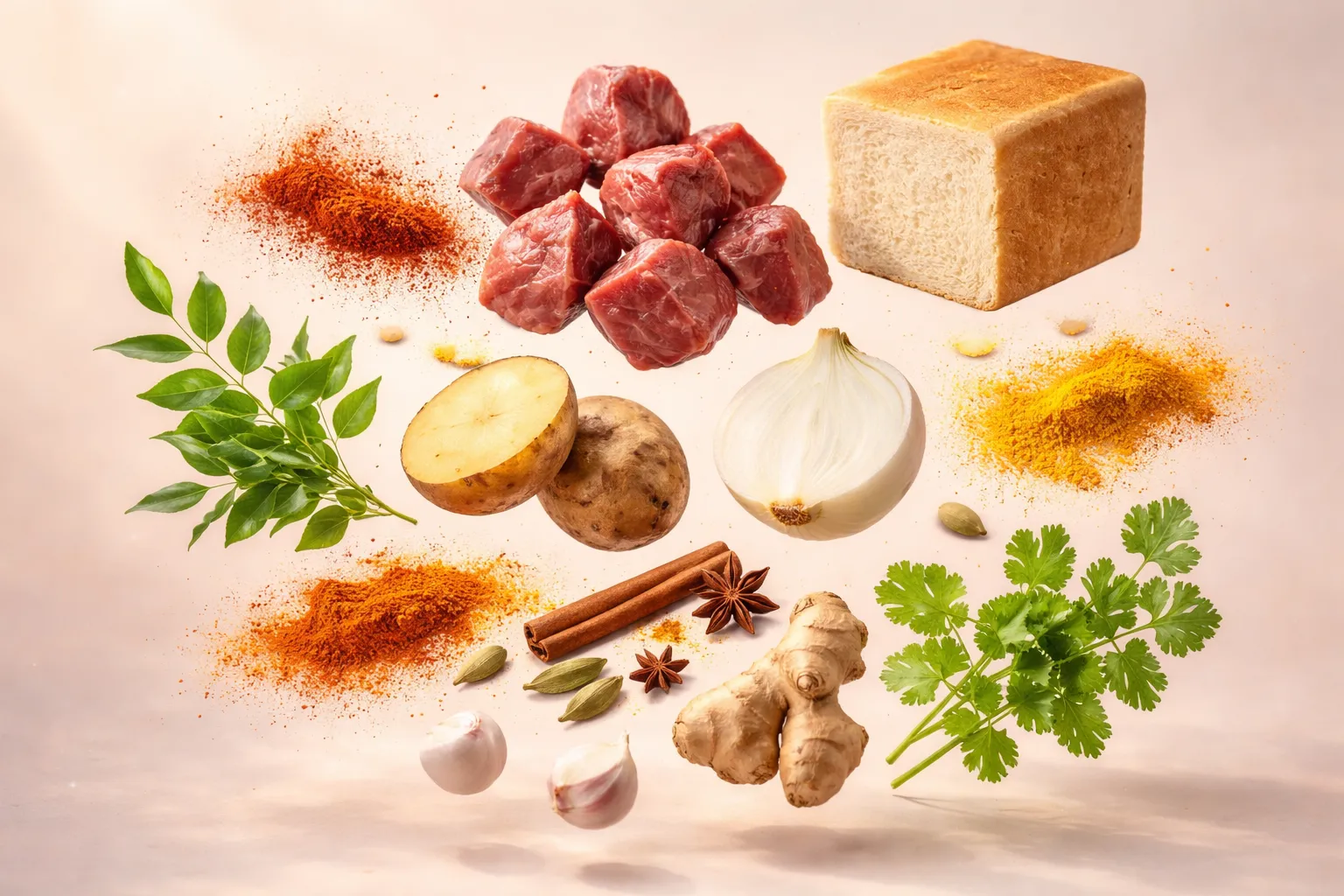 Bodegón con los ingredientes frescos necesarios para la receta