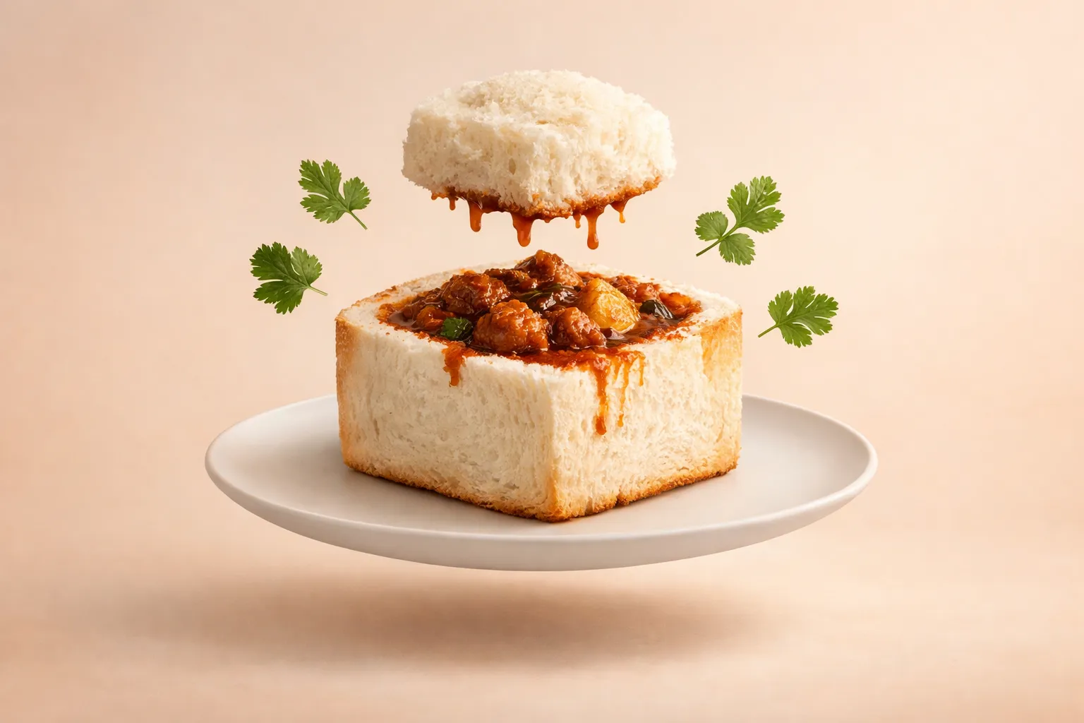 Portada de la receta Bunny Chow auténtico: Curry de Durban en pan vaciado