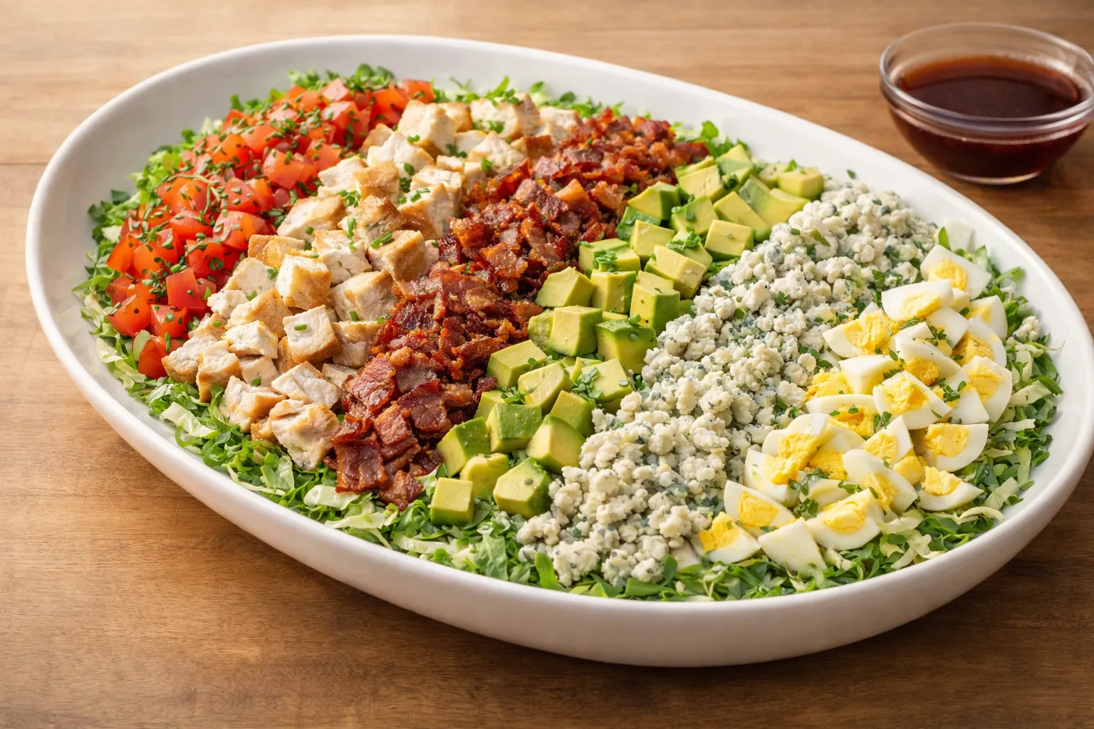 Plato terminado y emplatado: Cobb Salad original estilo Hollywood