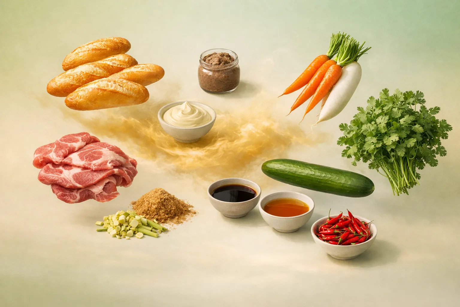 Bodegón con los ingredientes frescos necesarios para la receta