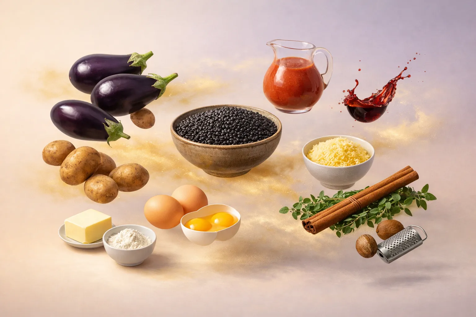 Bodegón con los ingredientes frescos necesarios para la receta