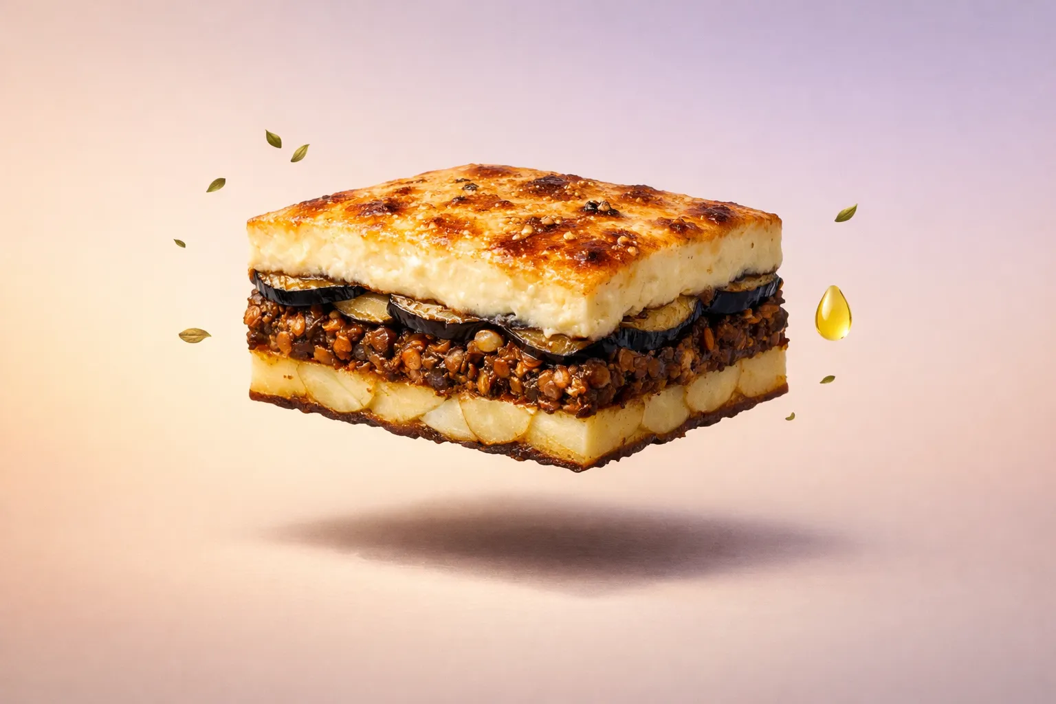 Portada de la receta Moussaka vegetariana de lentejas