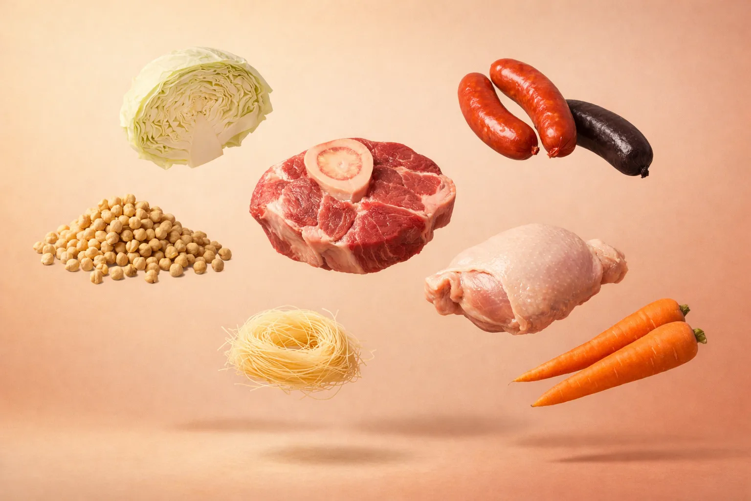 Bodegón con los ingredientes frescos necesarios para la receta