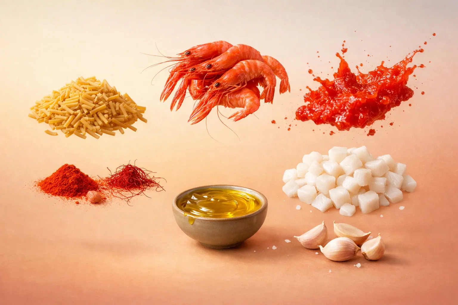 Bodegón con los ingredientes frescos necesarios para la receta