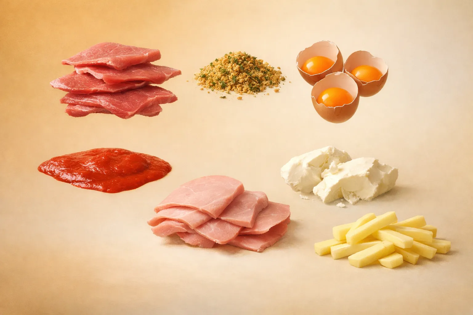 Bodegón con los ingredientes frescos necesarios para la receta