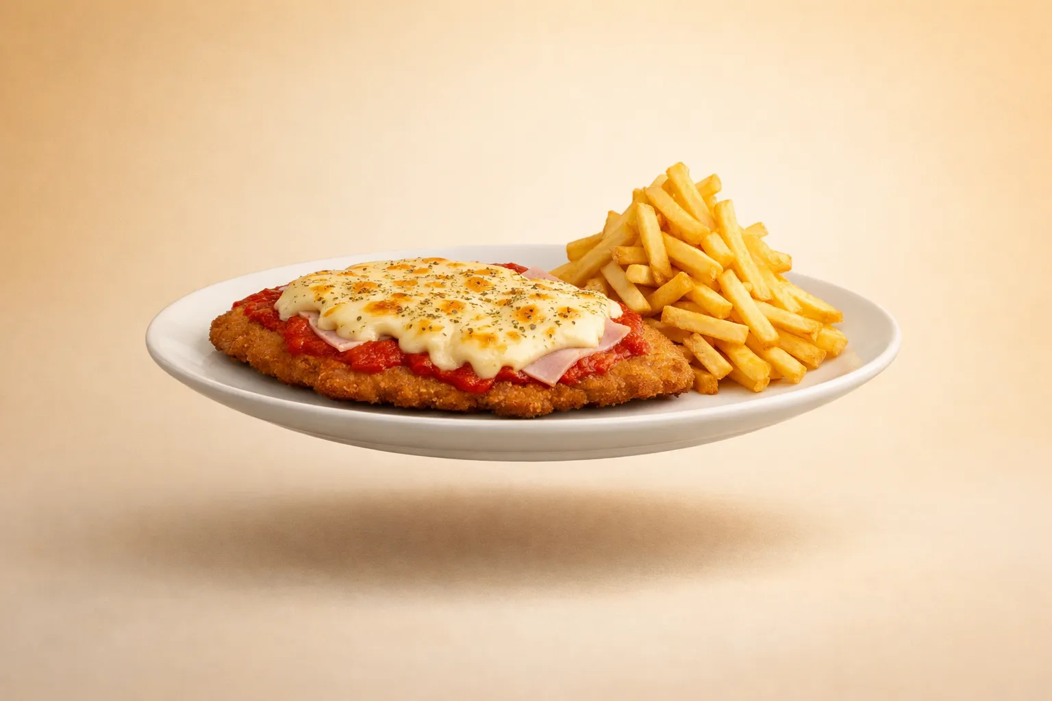 Portada de la receta Milanesa a la Napolitana con Papas Fritas